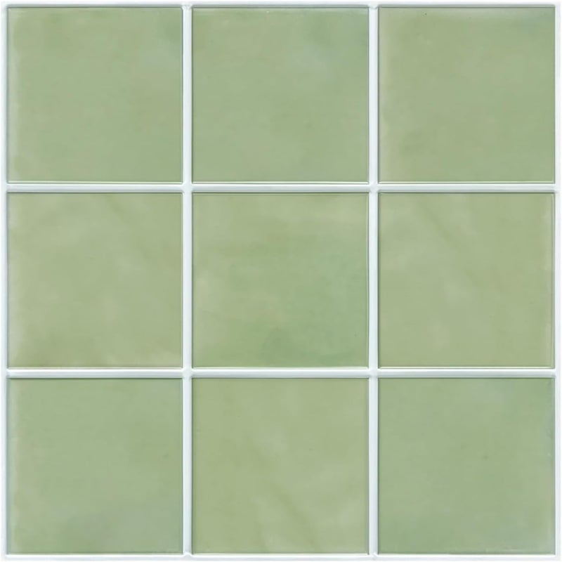 Commomy 10 Pcs Matte 3D Peel and Stick Tile 11.8"x11.8" Ultralight PVC Square Peel and Stick Backsplash for Kitchen Stick on Tiles for Bathroom,Living Room,Fireplace,Interior Wall Decor,Sage Green - Image 1